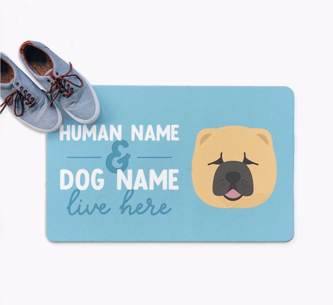 Human & Dog Live Here: Personalized {breedFullName} Doormat